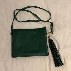EUC forest green 3-in-1 faux leather crossbody bag